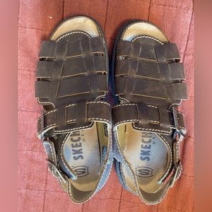Vintage Skechers Fisherman Sandals Brown Leather Platform Mens 9 Womens 11